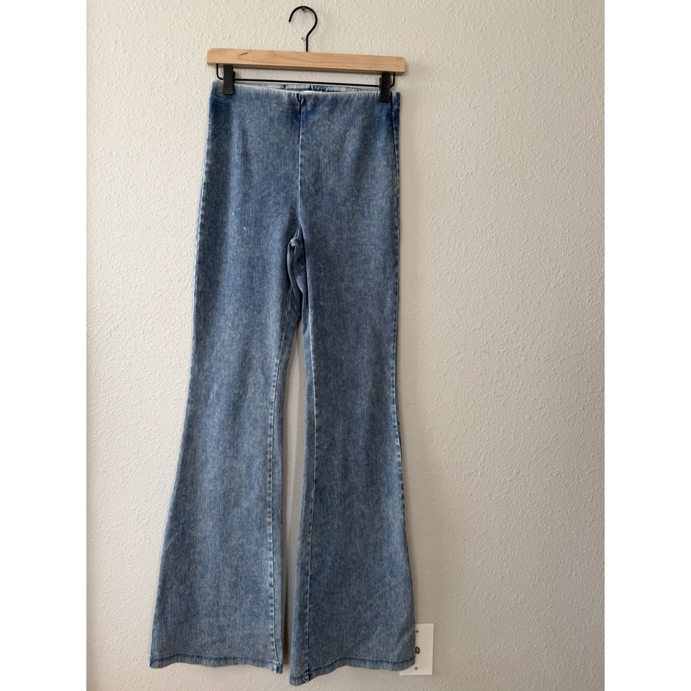 Good American Pull On Flare Jeans Womens GPOF33N Indigo 1556 Small